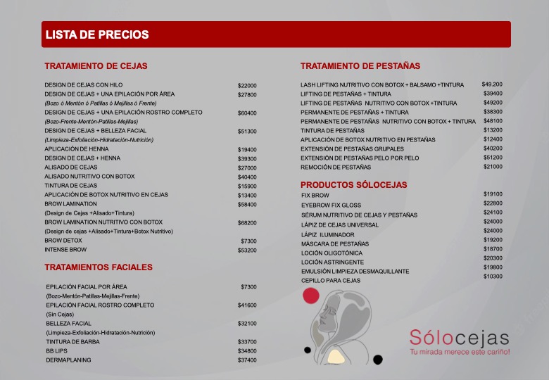 Solocejas Lista de Precios